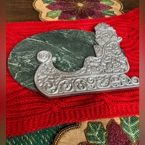 Heavy green marble Christmas Santa’s sleigh cheese cutting board